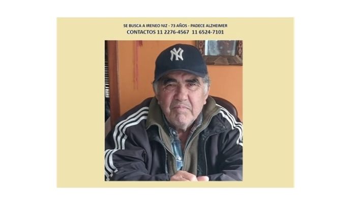 Florencio Varela – Se busca a Ireneo Niz, 73 años, desaparecido hoy